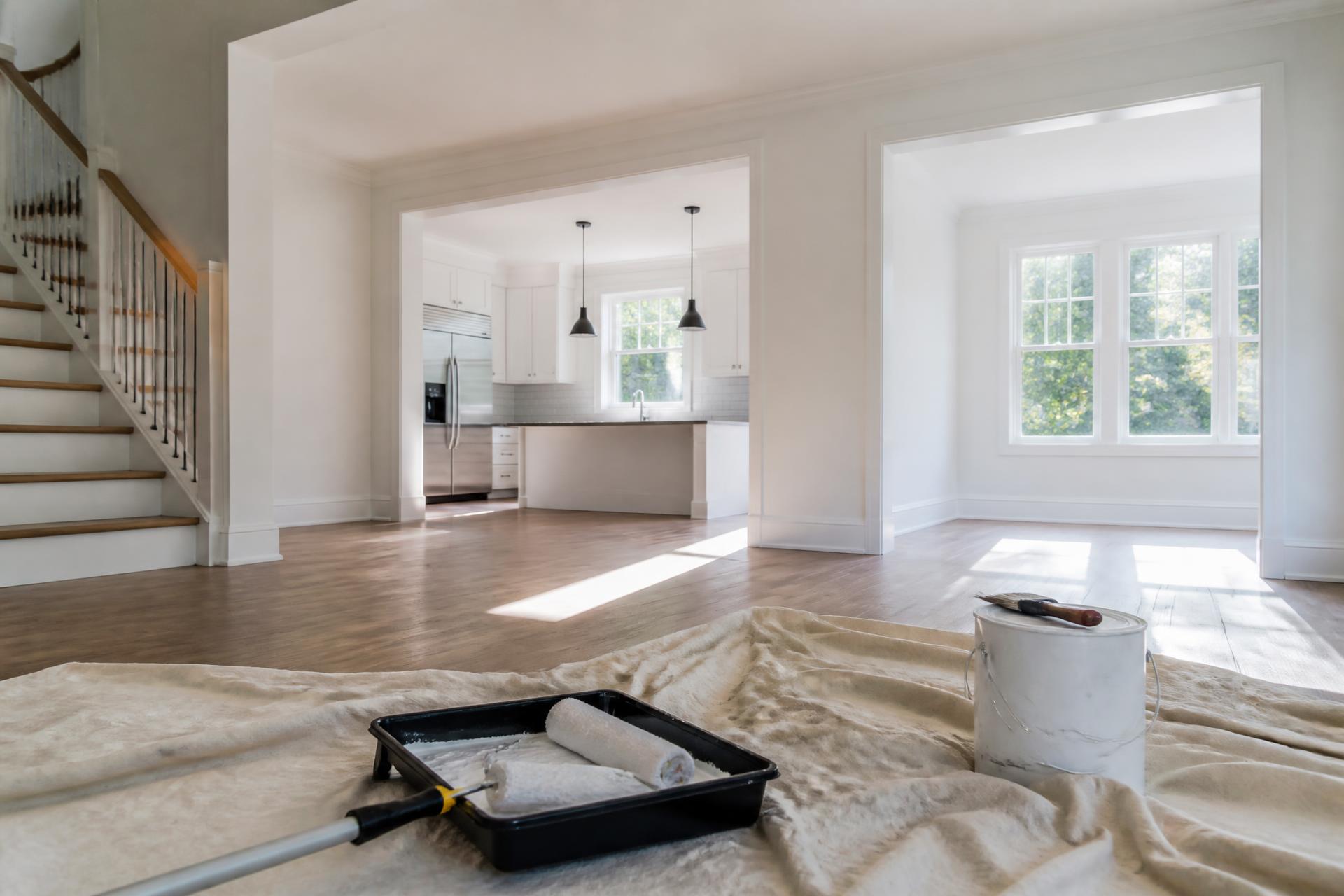 Freshly finished bright interior with crisp paint and clean walls
